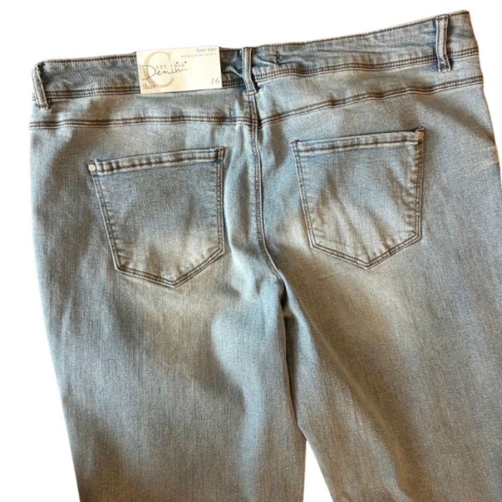 Cato Light Blue Flare Jeans with Brown and Cream Details - Picture 6 of 7